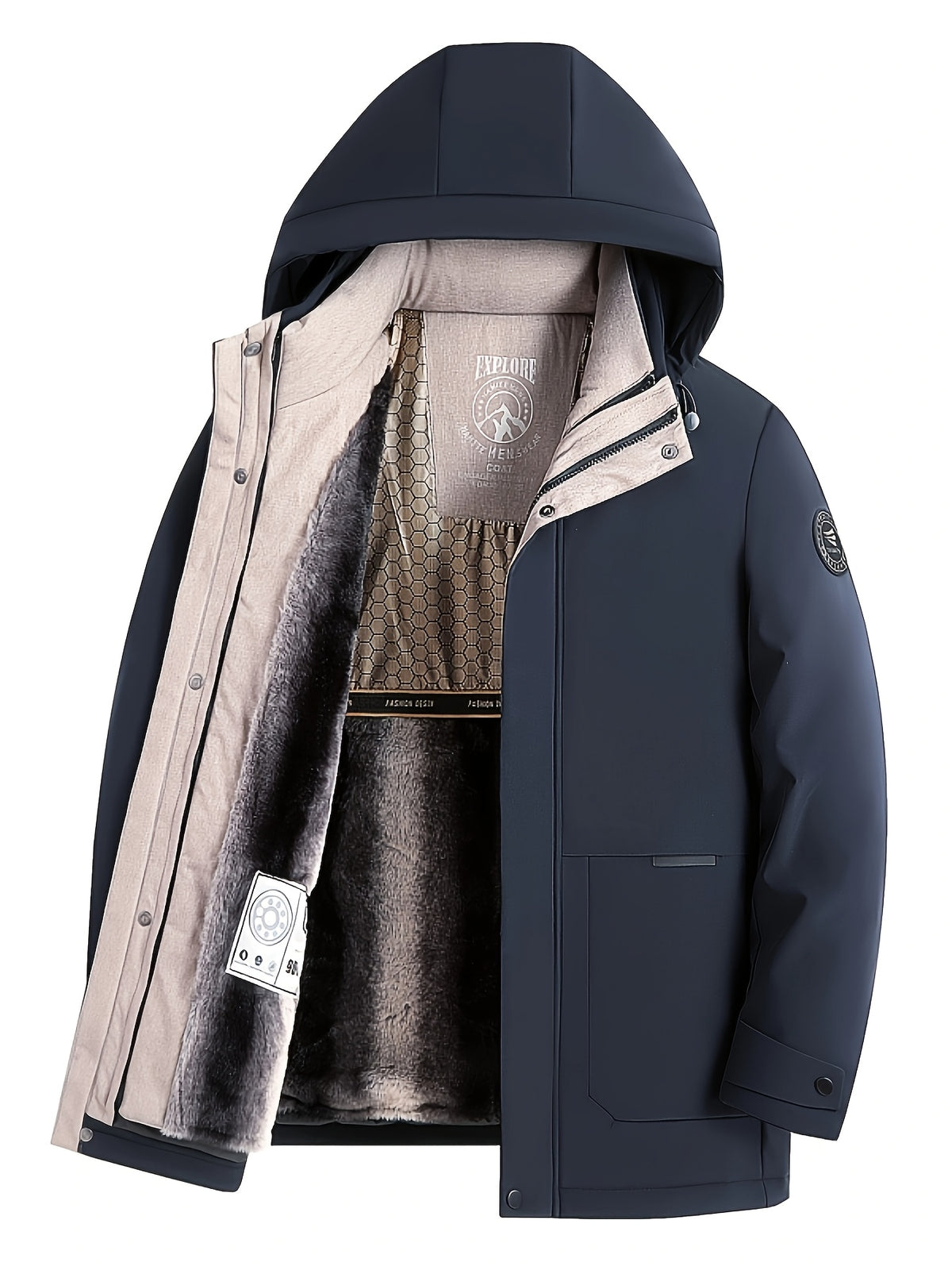 Veste matelassée long pour homme, coupe-vent, à capuche