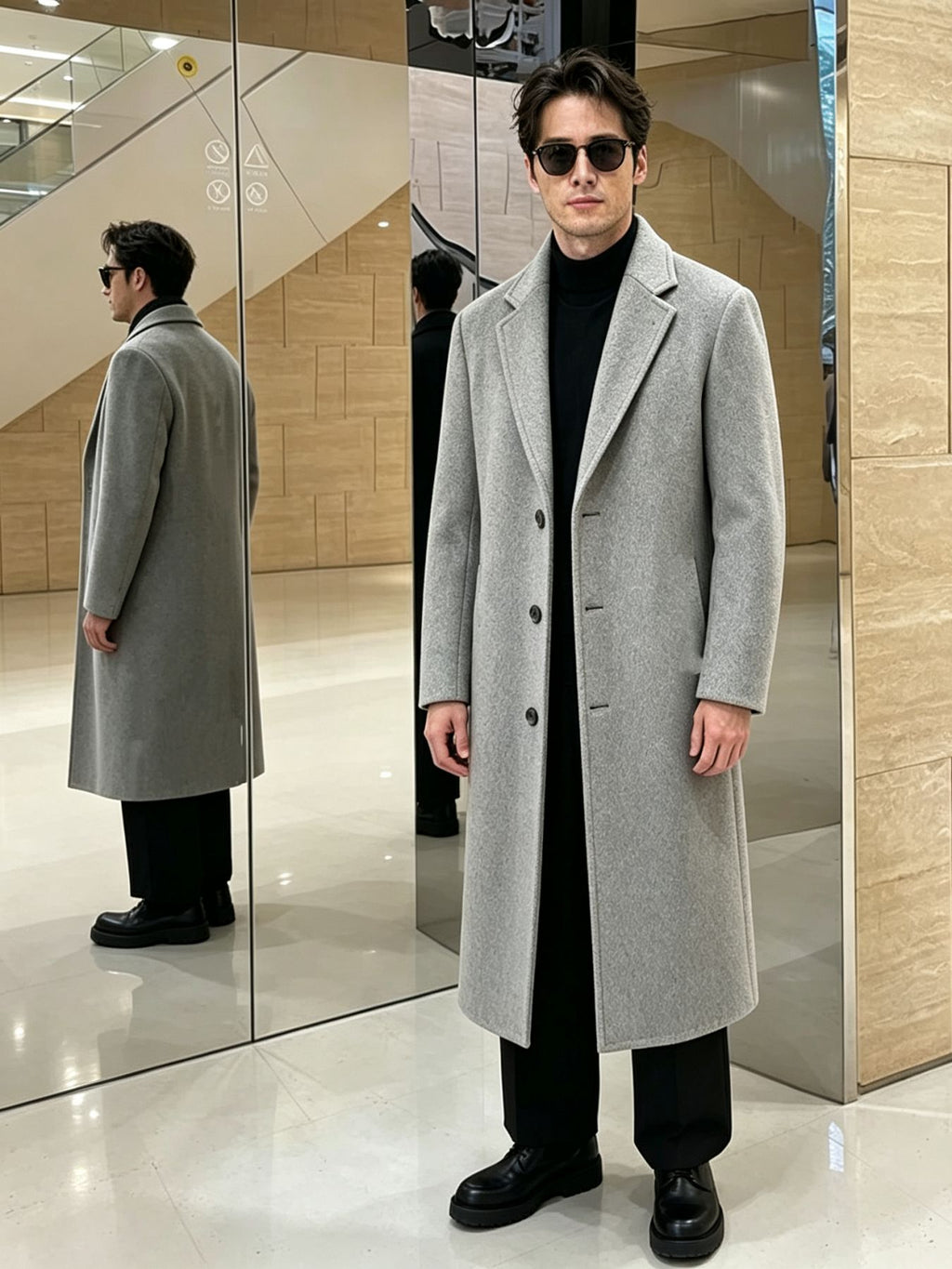 Trench pour homme, à revers, rouge