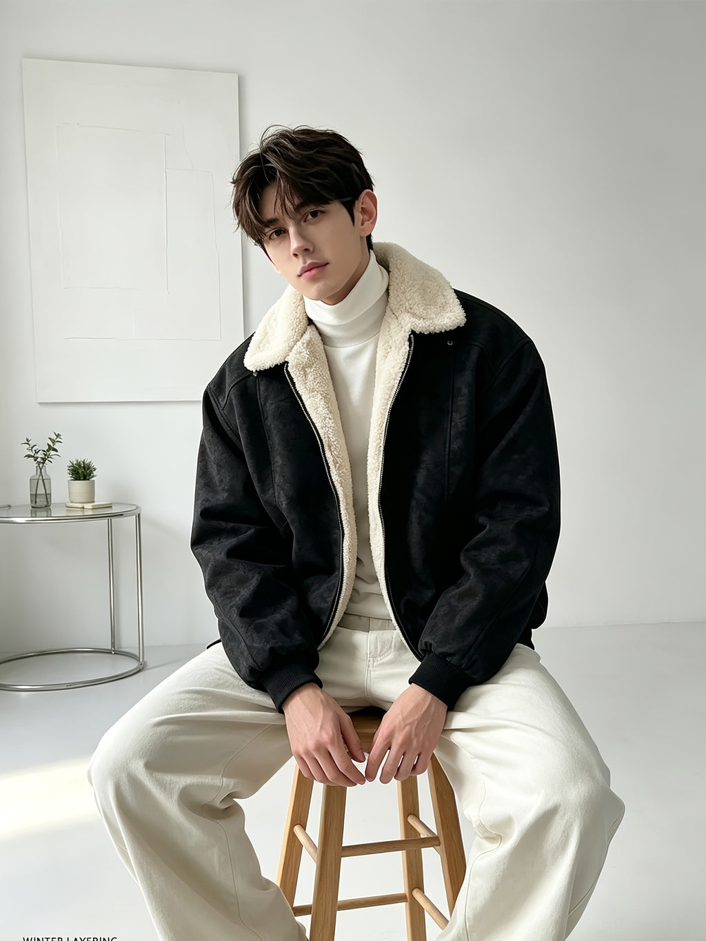 Veste matelassée pour homme, polaire, à revers