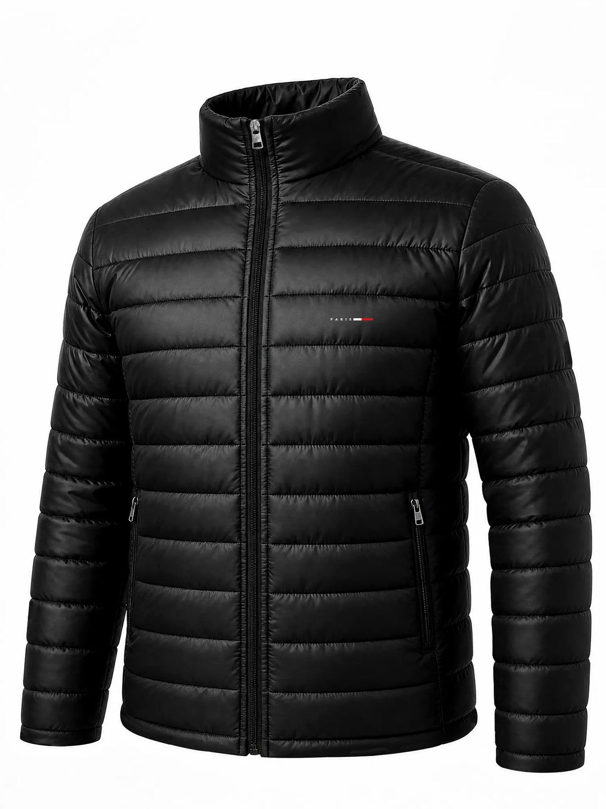 Manteau matelassé pour homme, à rayures, à col montant