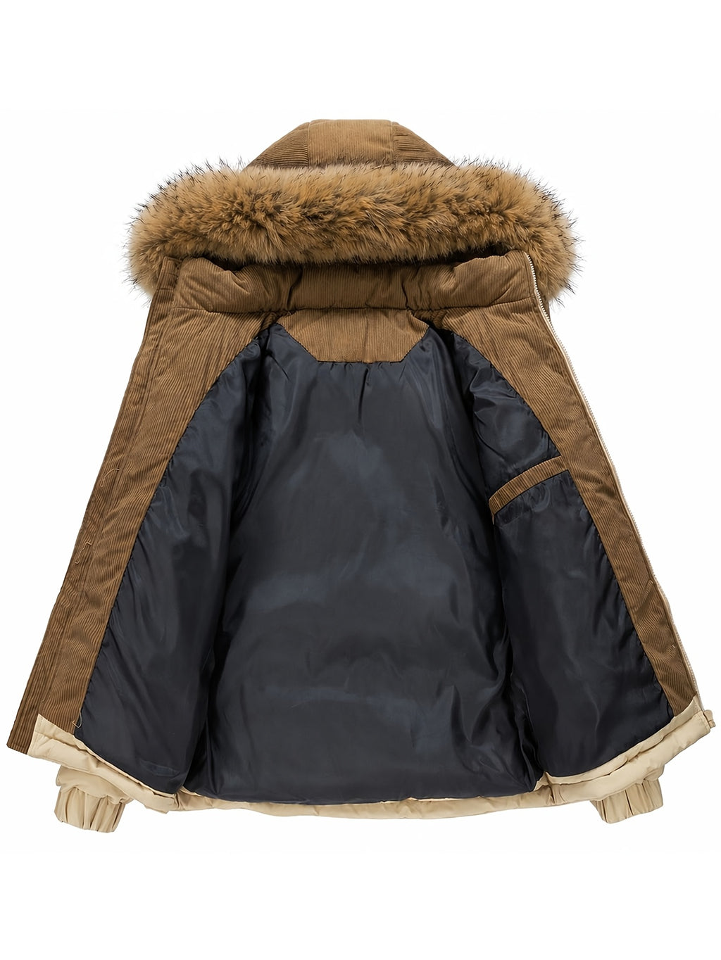 Manteau en fausse fourrure pour homme, imperméable, à capuche