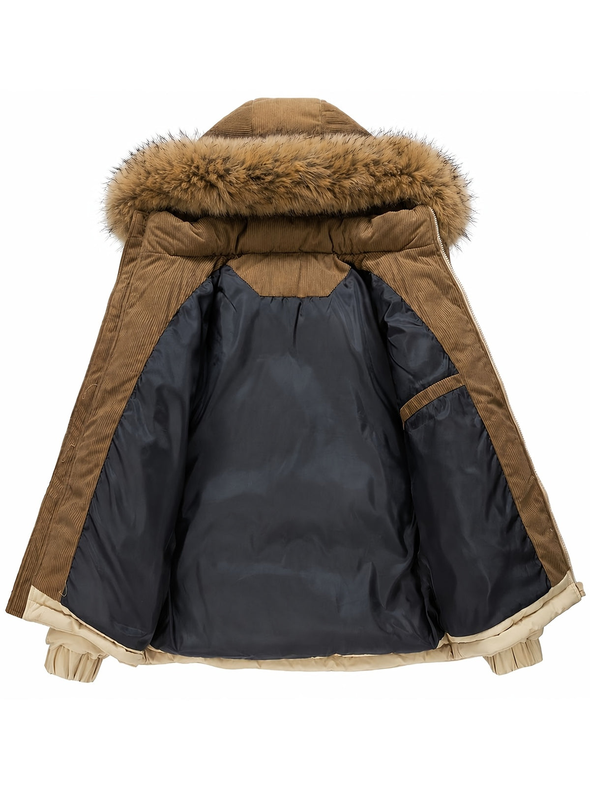 Manteau en fausse fourrure pour homme, imperméable, à capuche