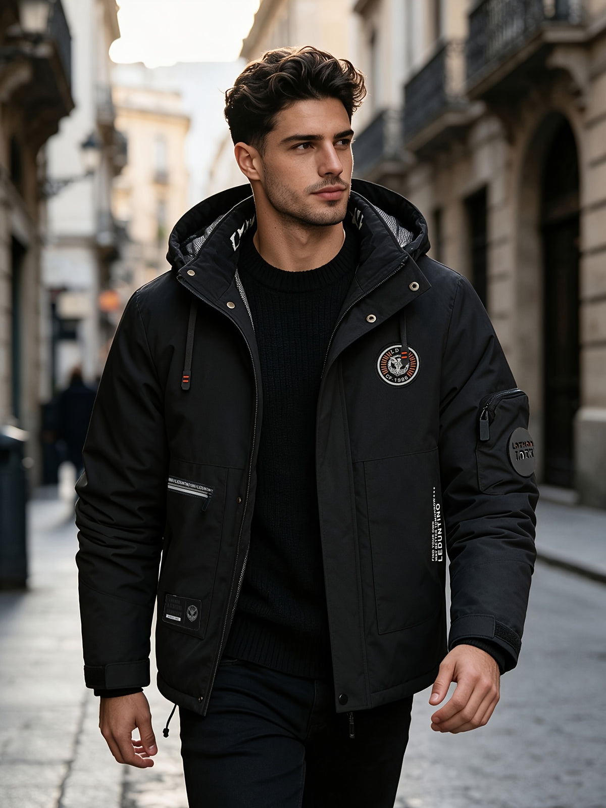 Veste pour homme, capuche amovible, blanc