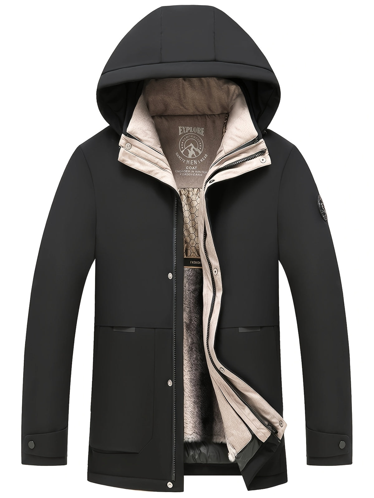 Veste matelassée long pour homme, coupe-vent, à capuche