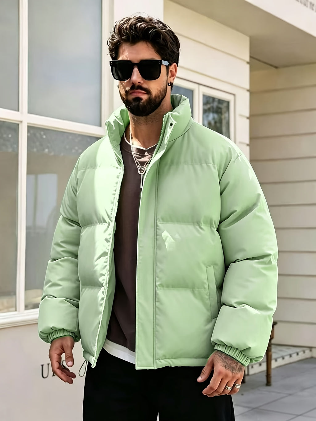 Manteau matelassé pour homme, à col montant, bourgogne
