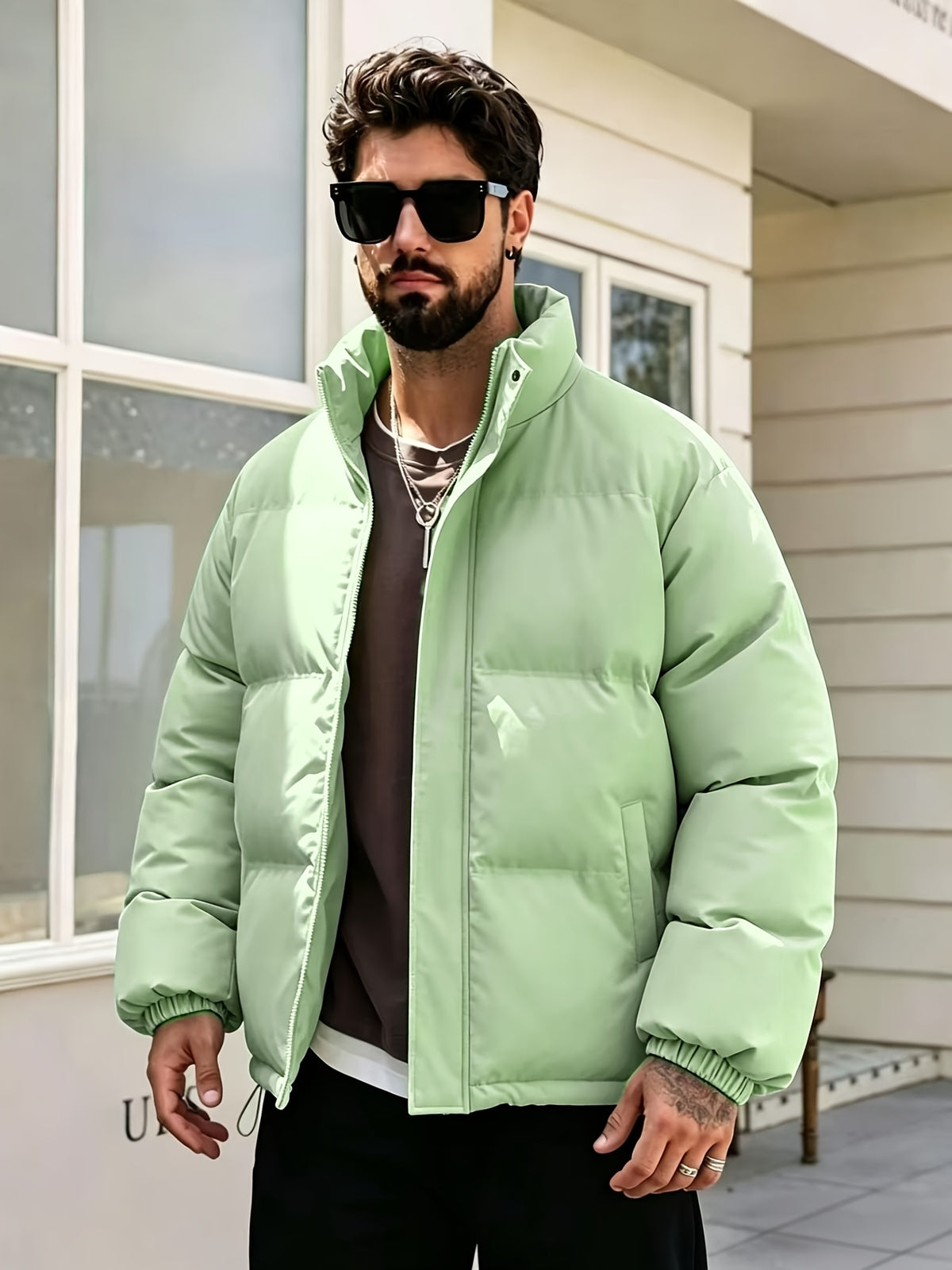 Manteau matelassé pour homme, à col montant, bourgogne