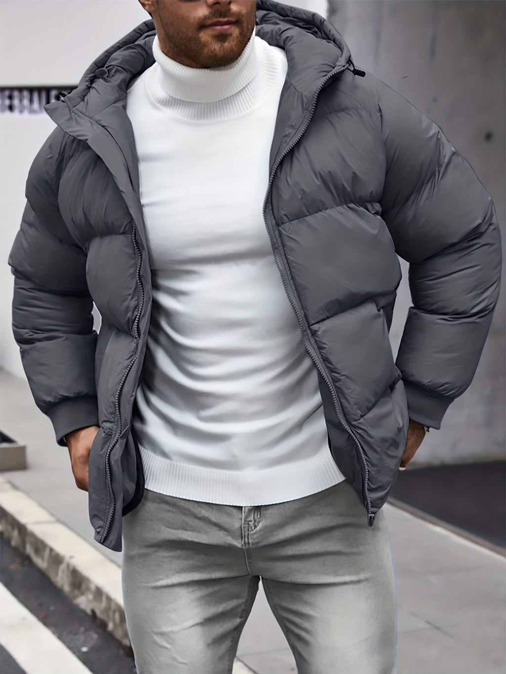 Manteau matelassé pour homme, à capuche