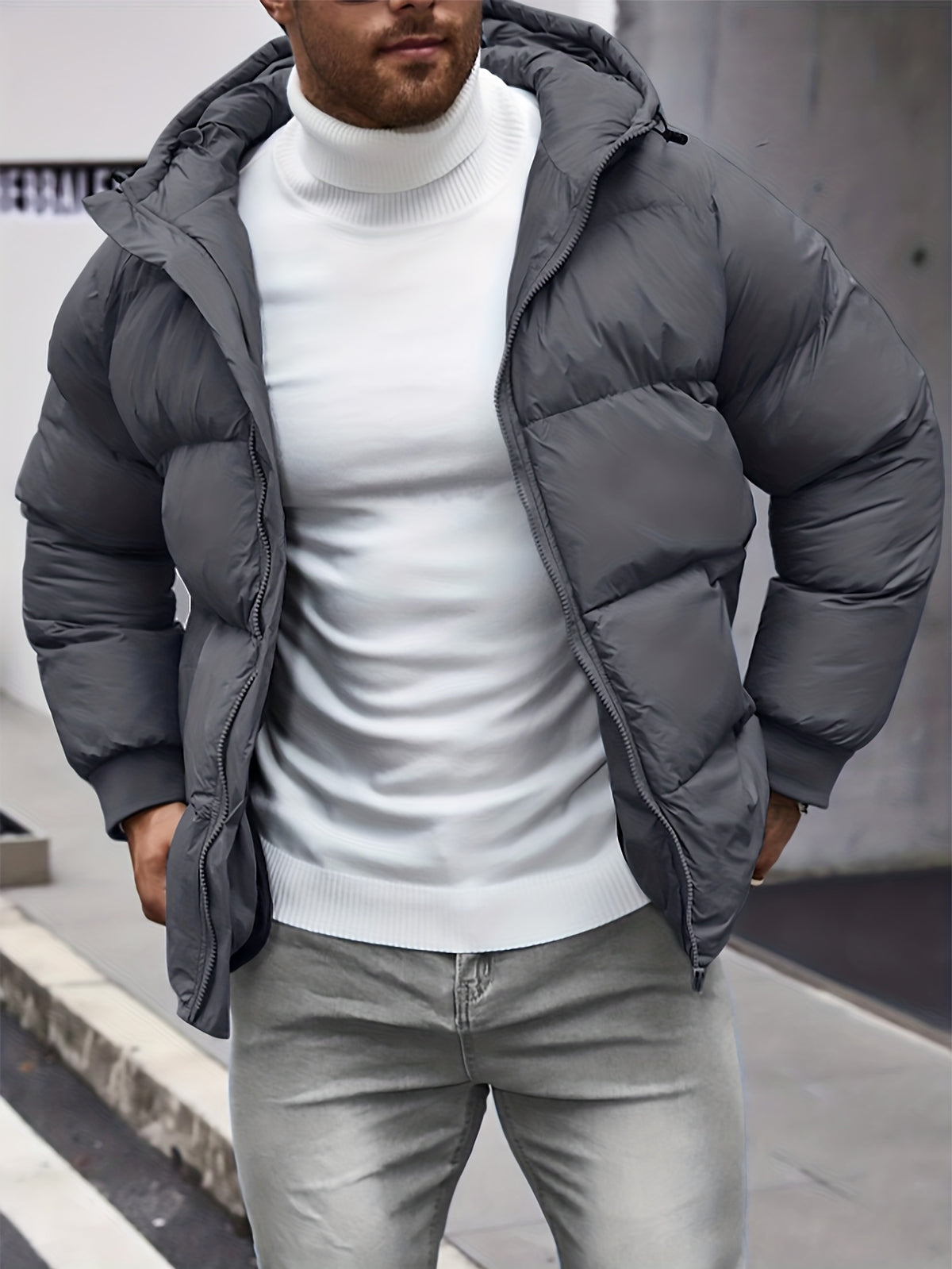 Manteau matelassé pour homme, à capuche