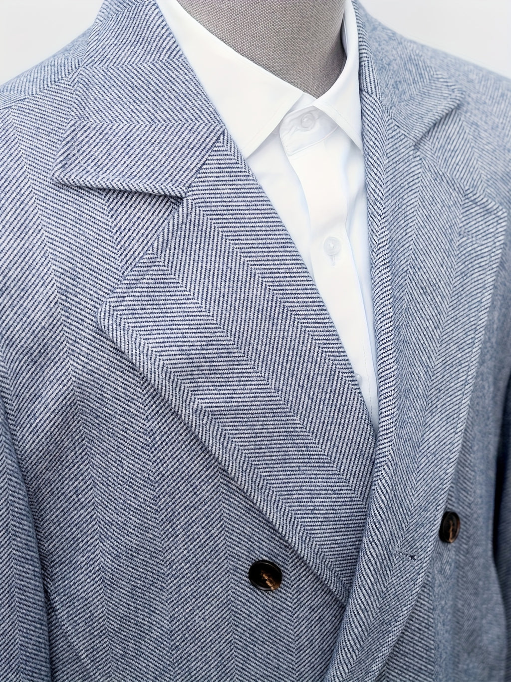 Manteau long pour homme, à revers, bleu