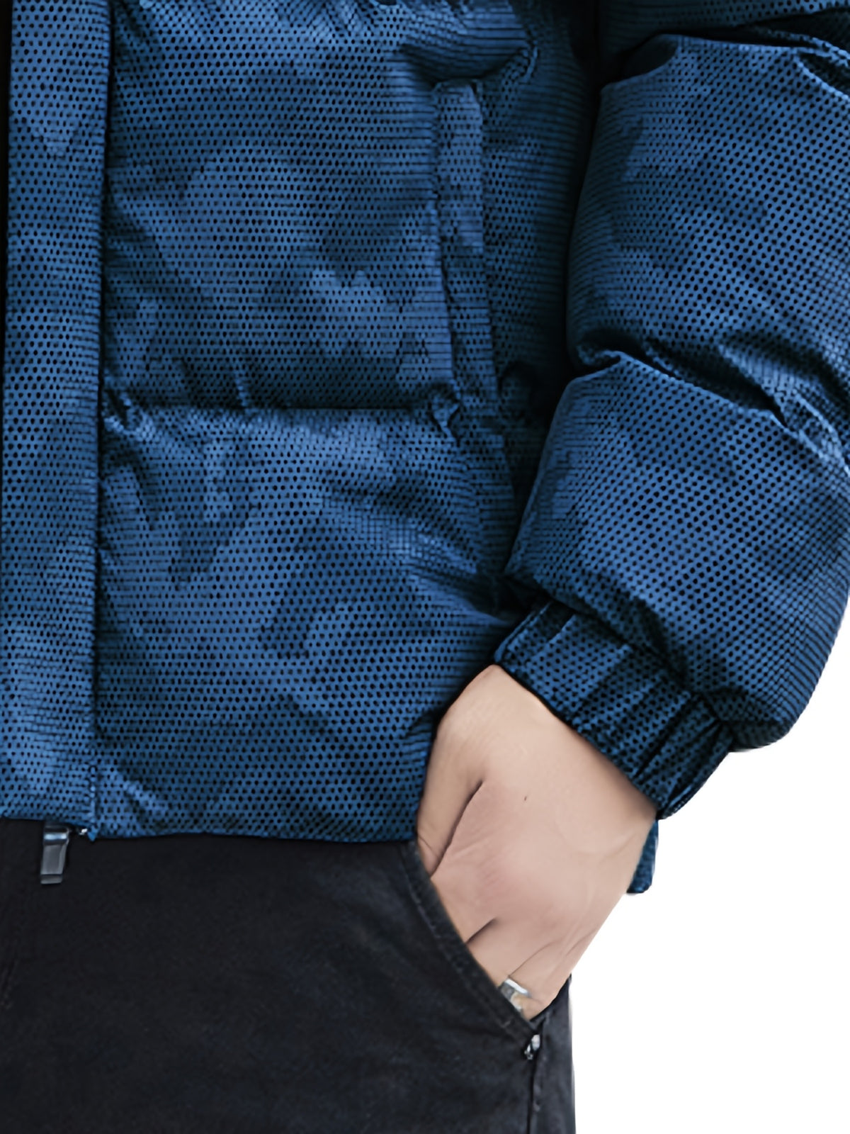 Manteau matelassé pour homme, coupe-vent, à capuche, bleu clair