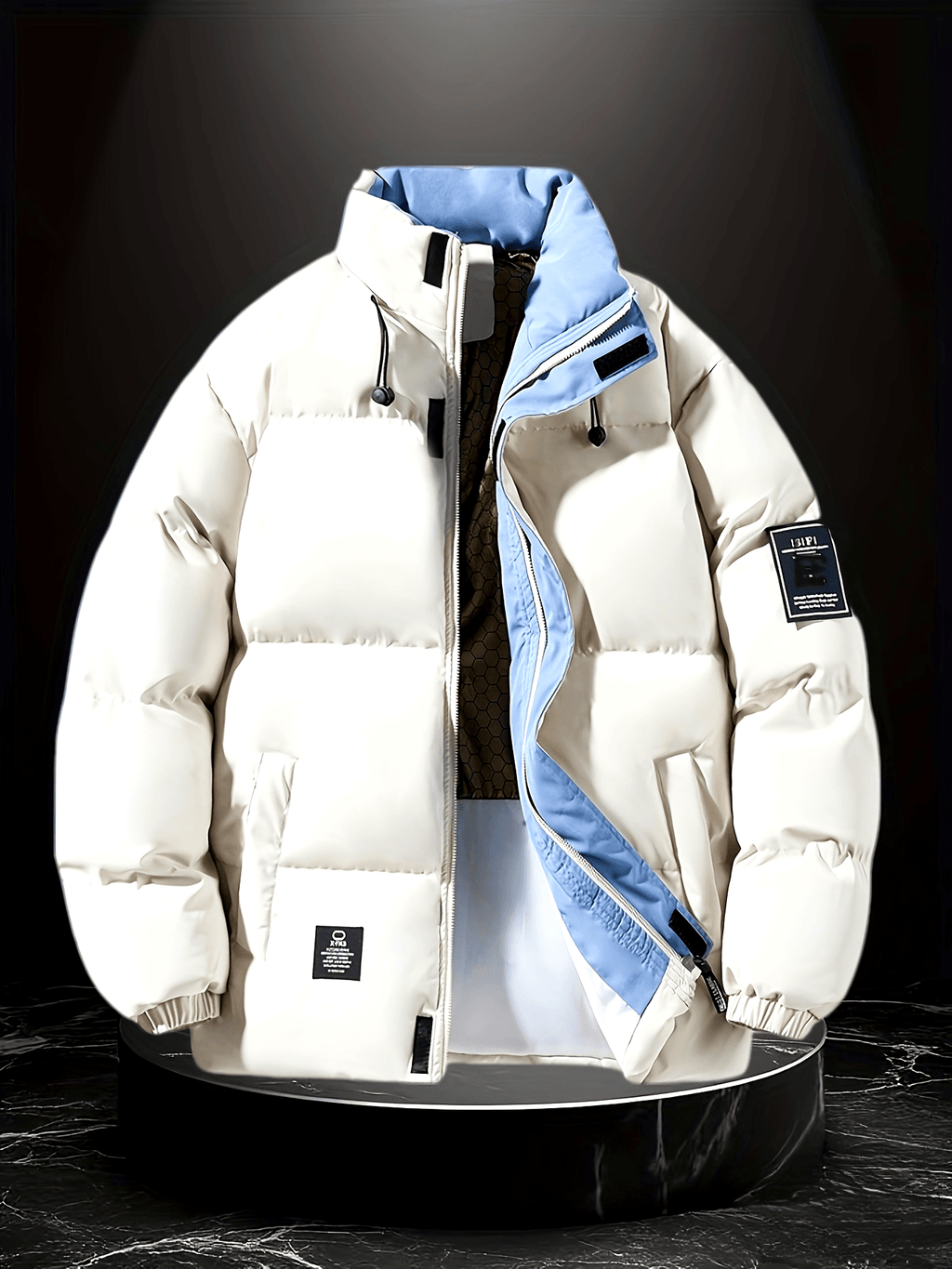 Veste pour homme, coupe-vent, à col montant, noir