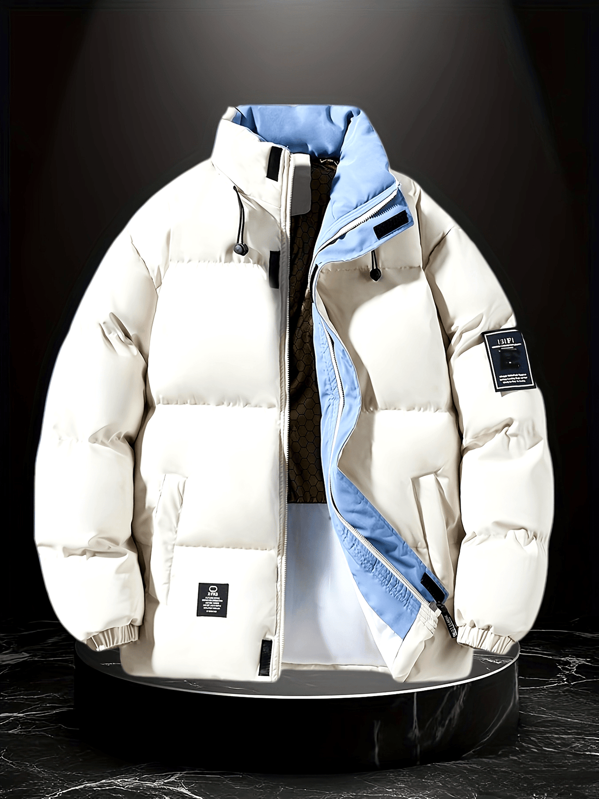 Veste pour homme, coupe-vent, à col montant, noir