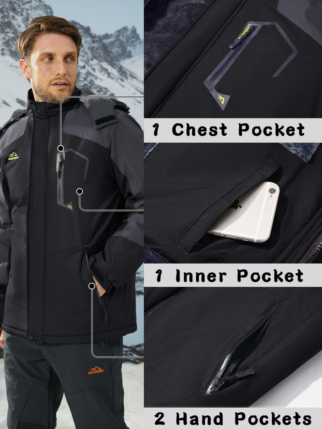 Veste long pour homme, à capuche, blanc