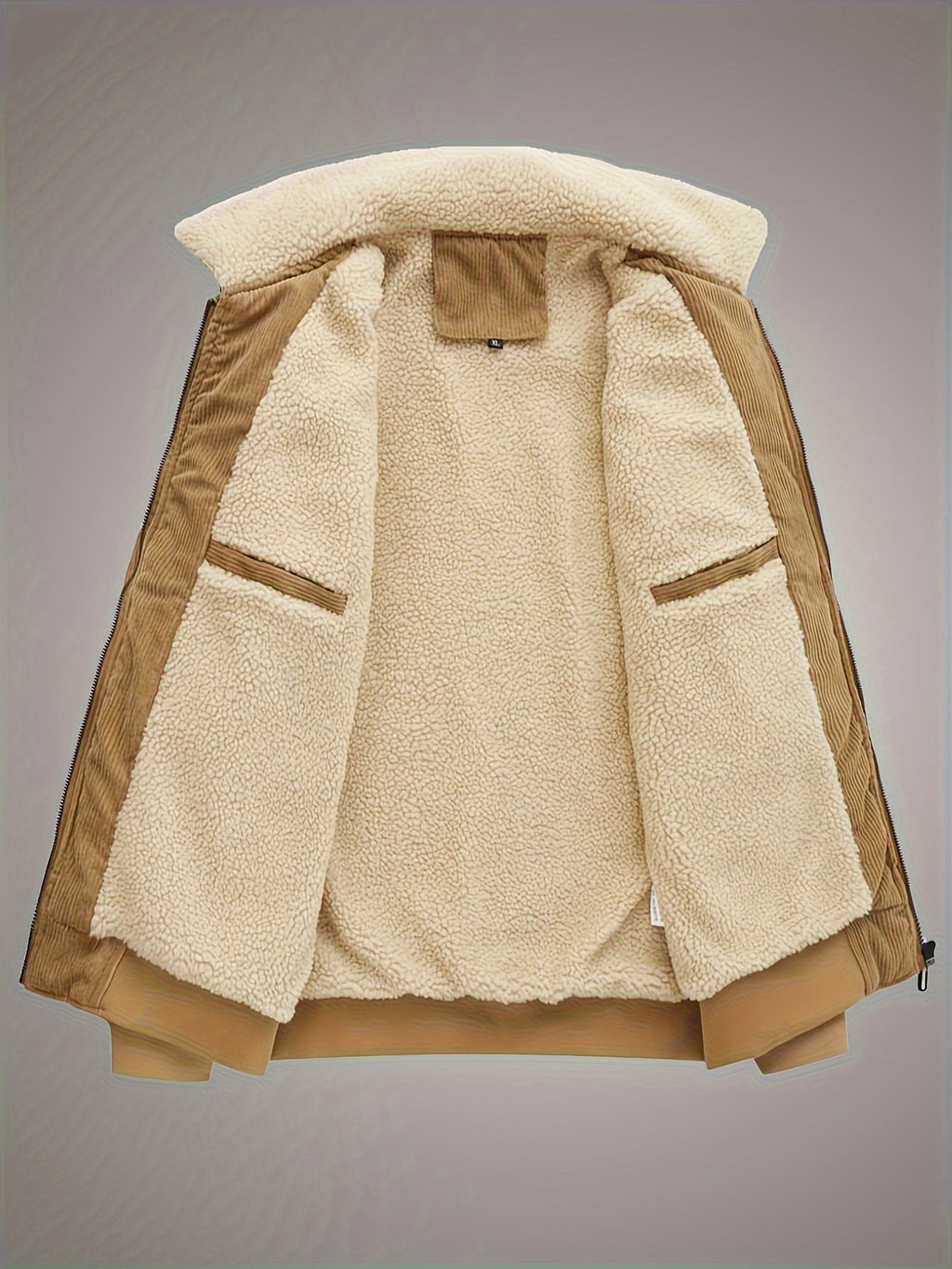 Veste, velours côtelé, à revers, gris, photo 7