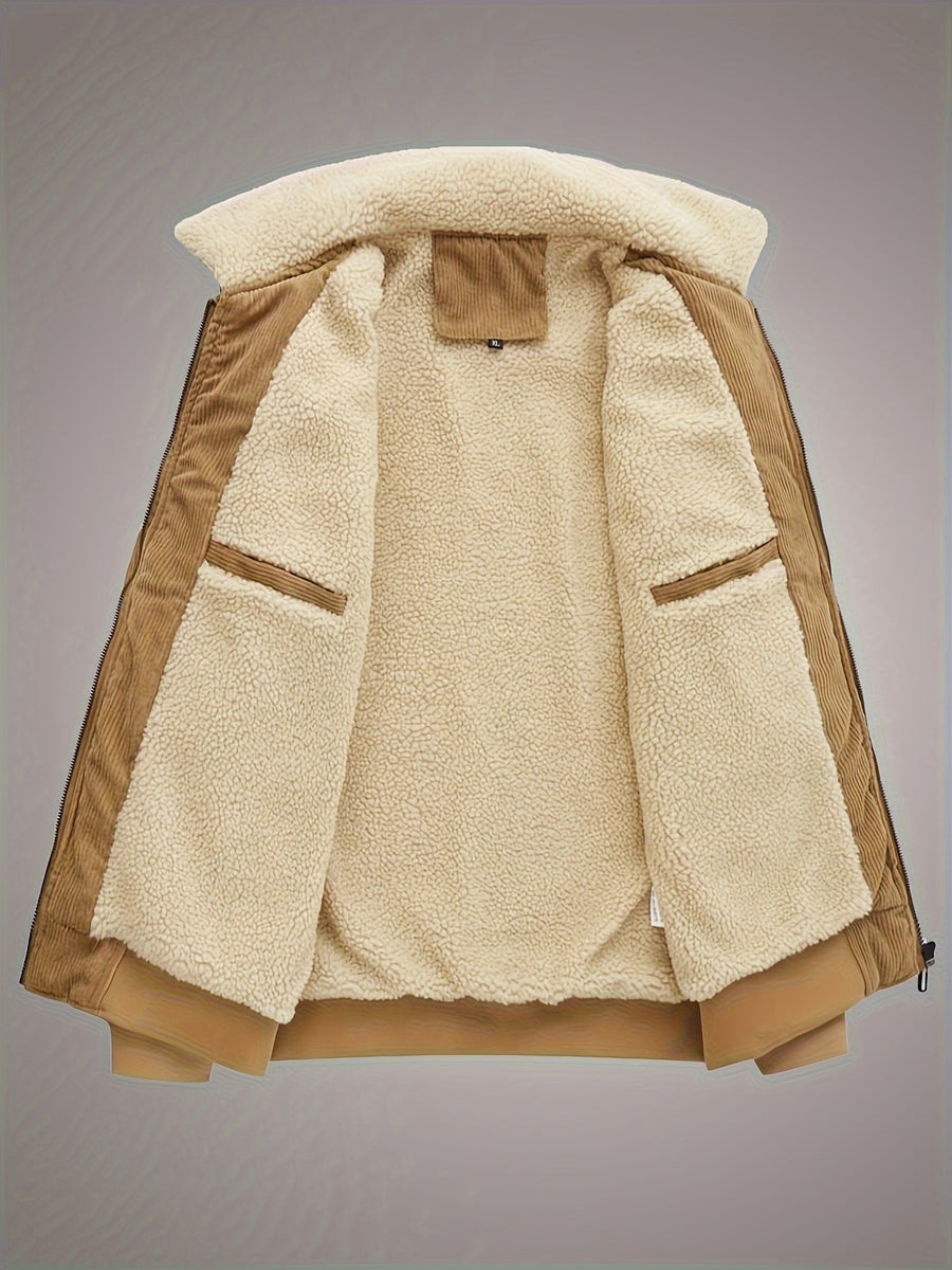 Veste, velours côtelé, à revers, gris, photo 7