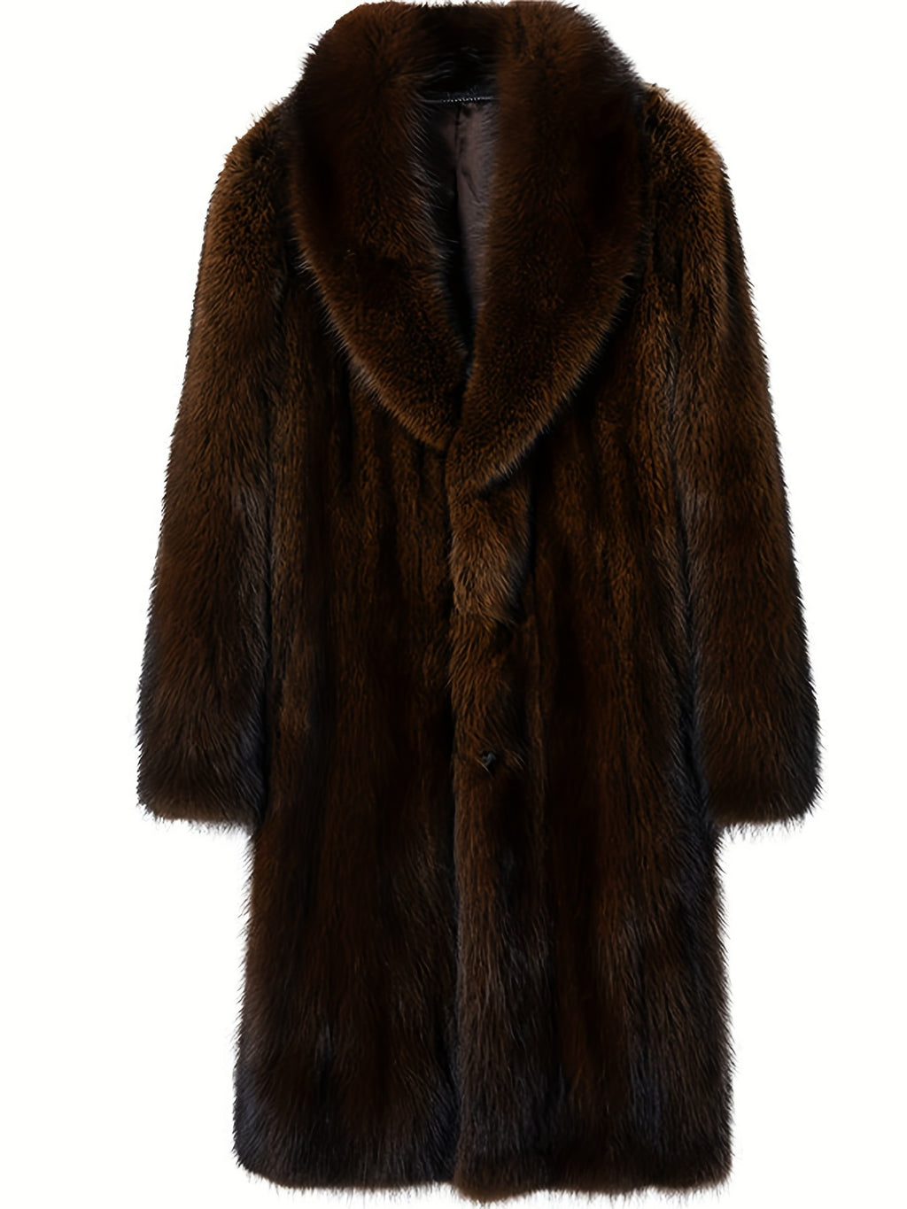 Manteau en fausse fourrure mi-long, à revers, brun, photo 7