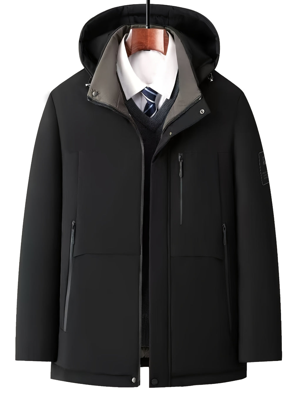 Veste pour homme, capuche amovible, bleu marine