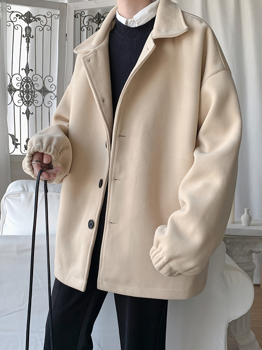 Veste pour homme, à revers, abricot