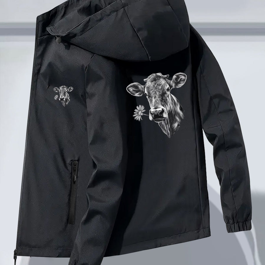 Veste pour homme, à capuche, gris profond long, vue 3