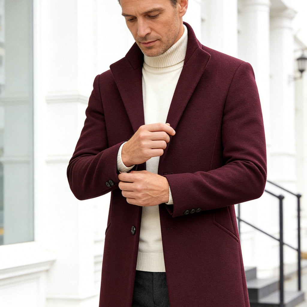 Manteau, 25 % laine, tweed, gris, coloris bourgogne