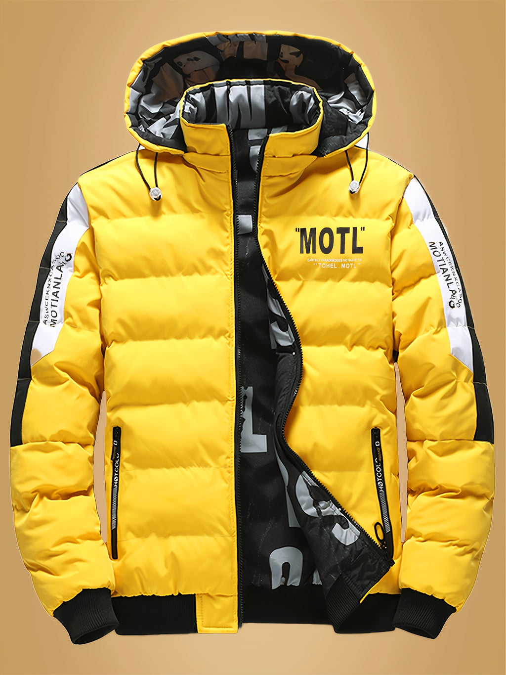 Manteau pour homme, capuche amovible, blanc