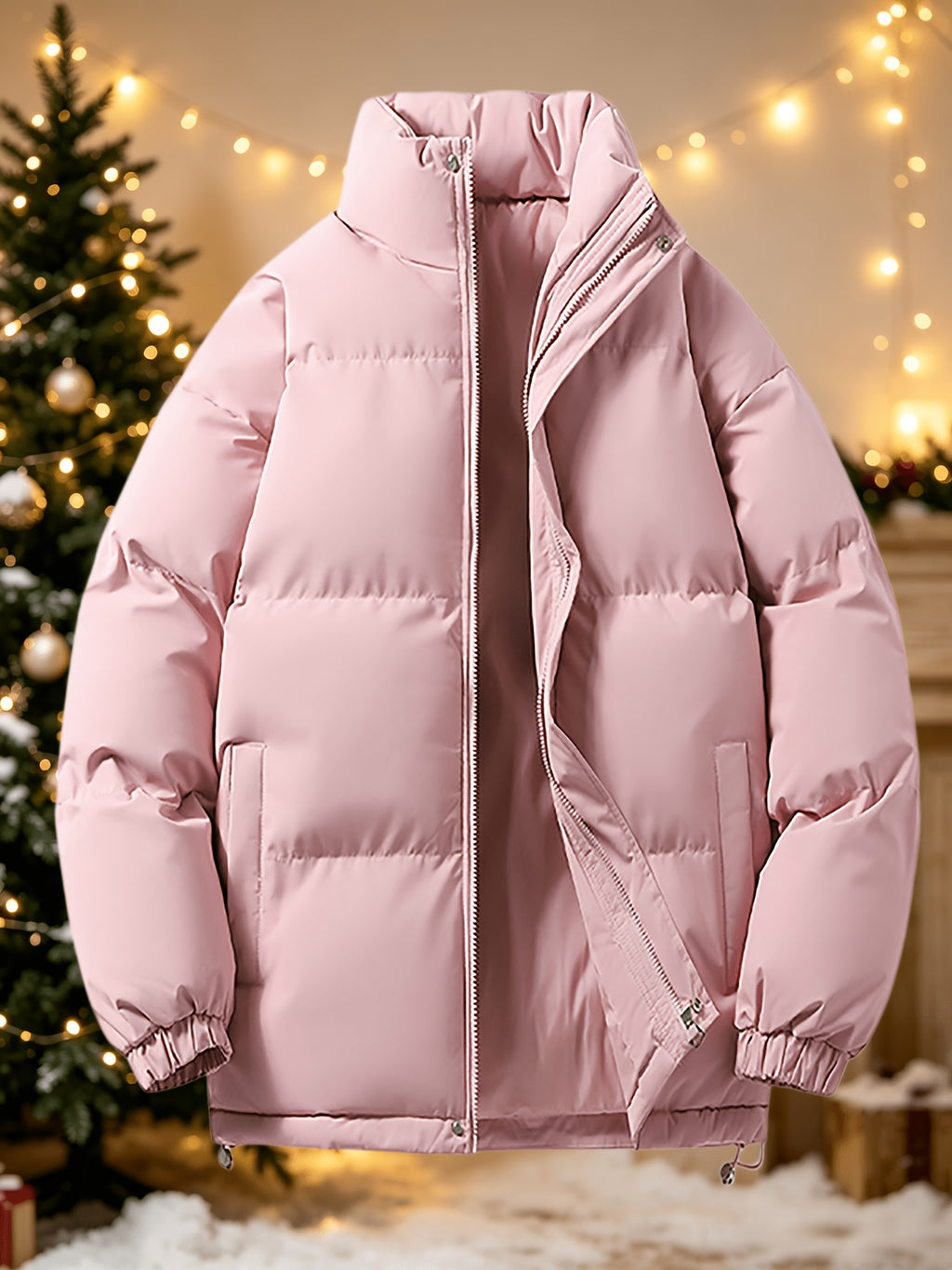 Manteau matelassé pour homme, à col montant, vert clair