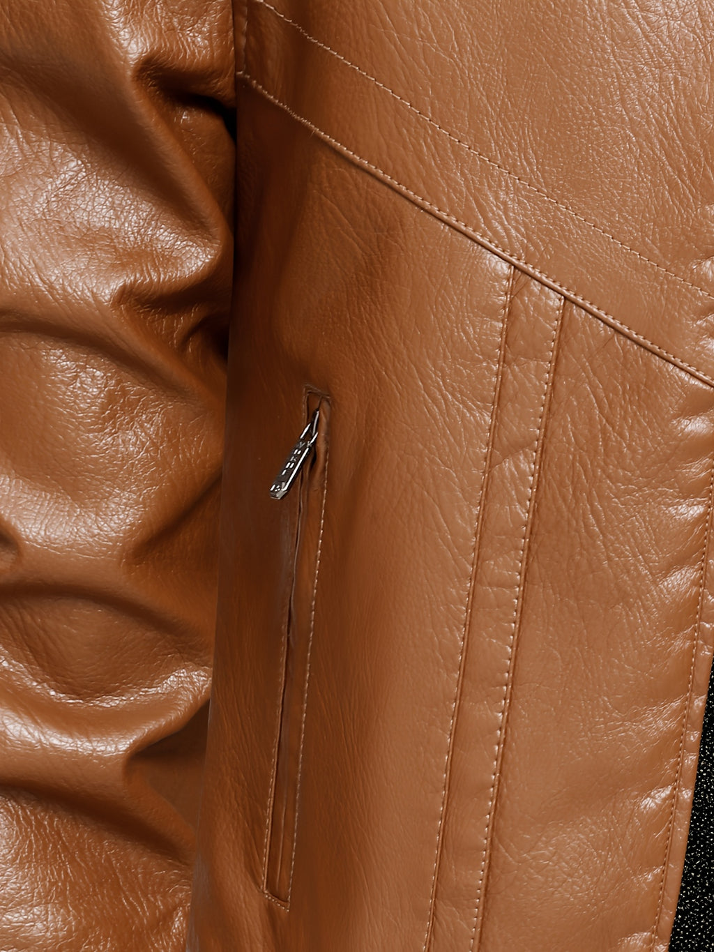 Veste en cuir PU, polaire, à revers, photo 5