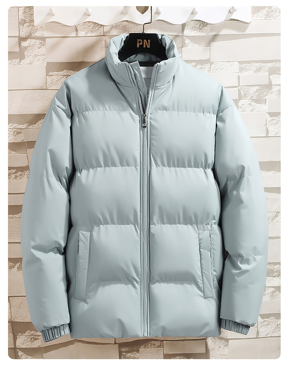 Veste pour homme, à col montant, noir