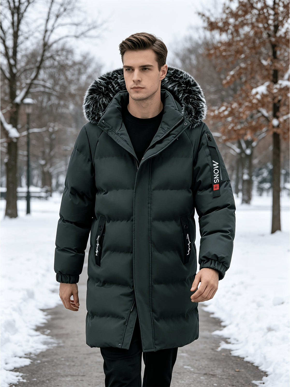 Manteau matelassé pour homme, coupe-vent, à capuche, blanc
