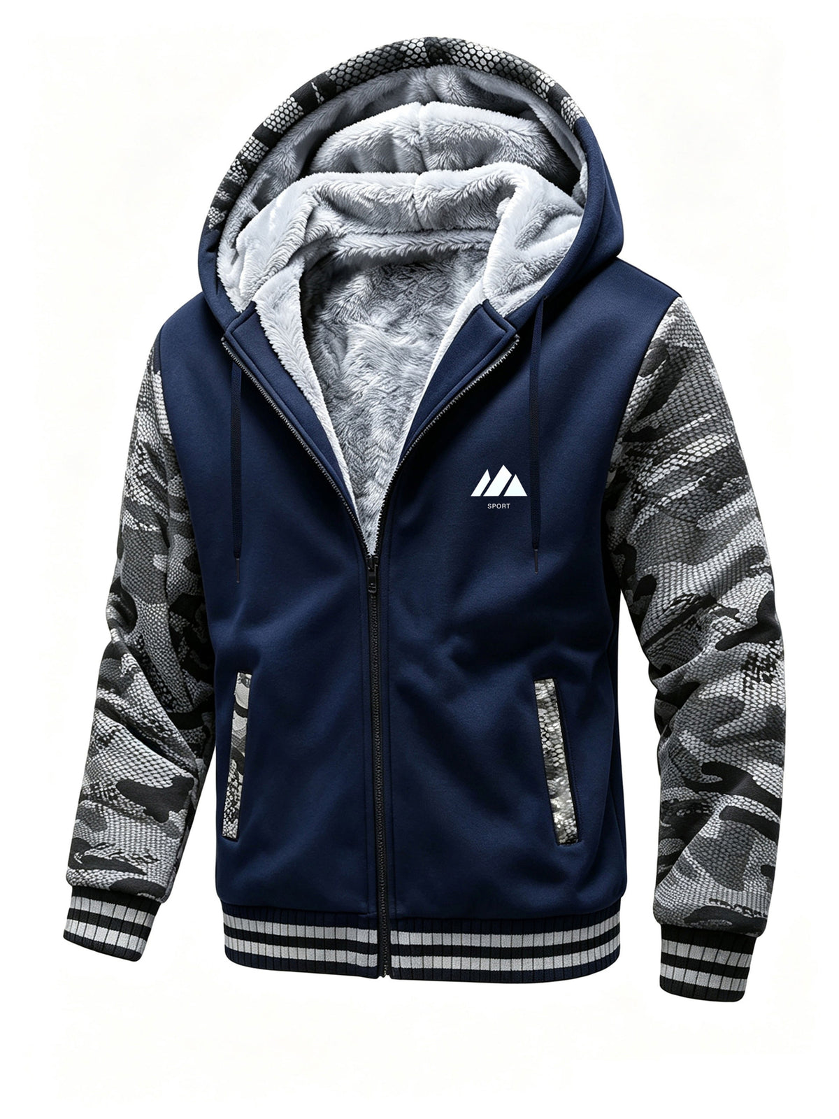 Veste en fausse fourrure long pour homme, polaire, à capuche