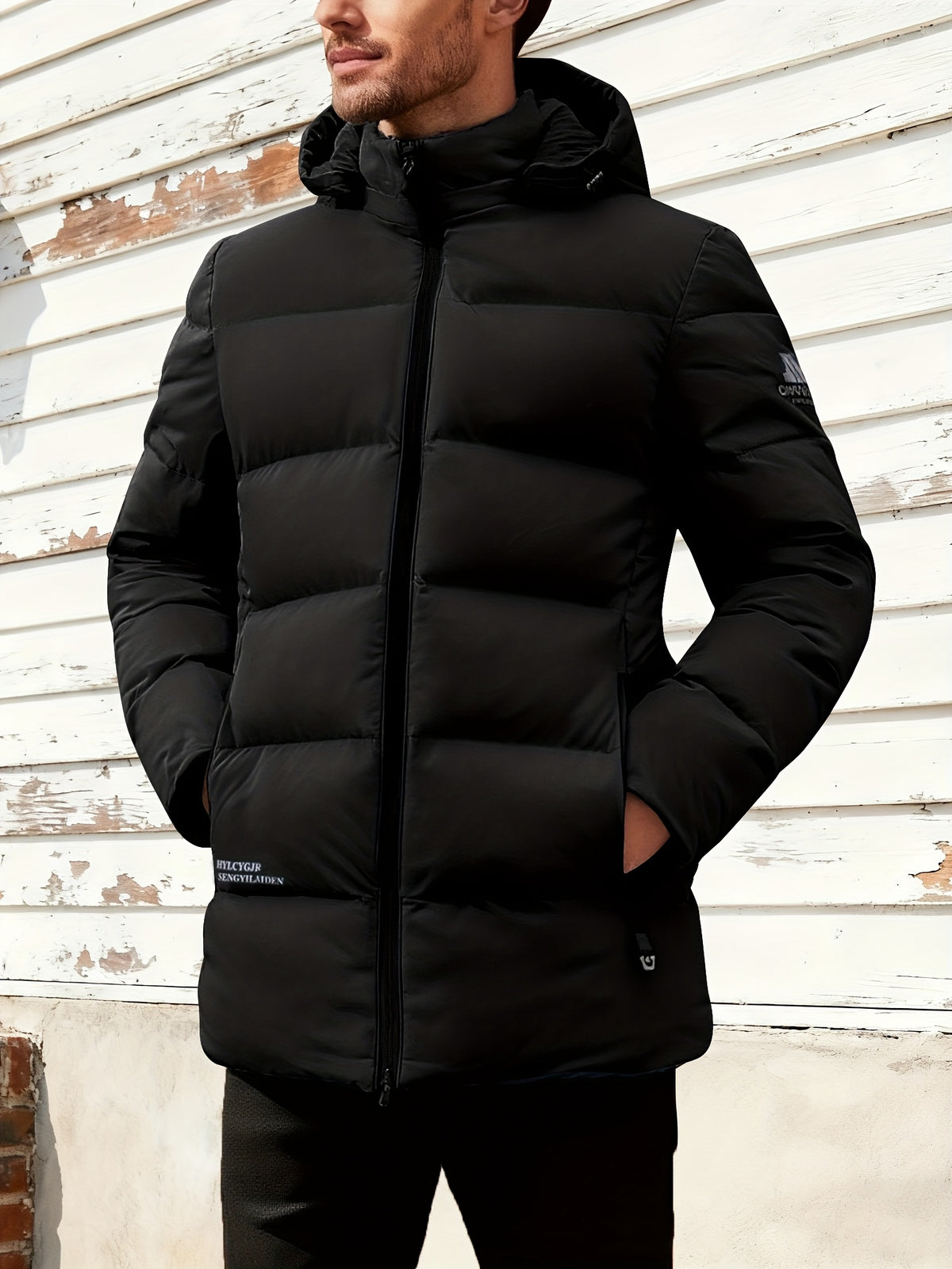 Manteau pour homme, à capuche, bleu