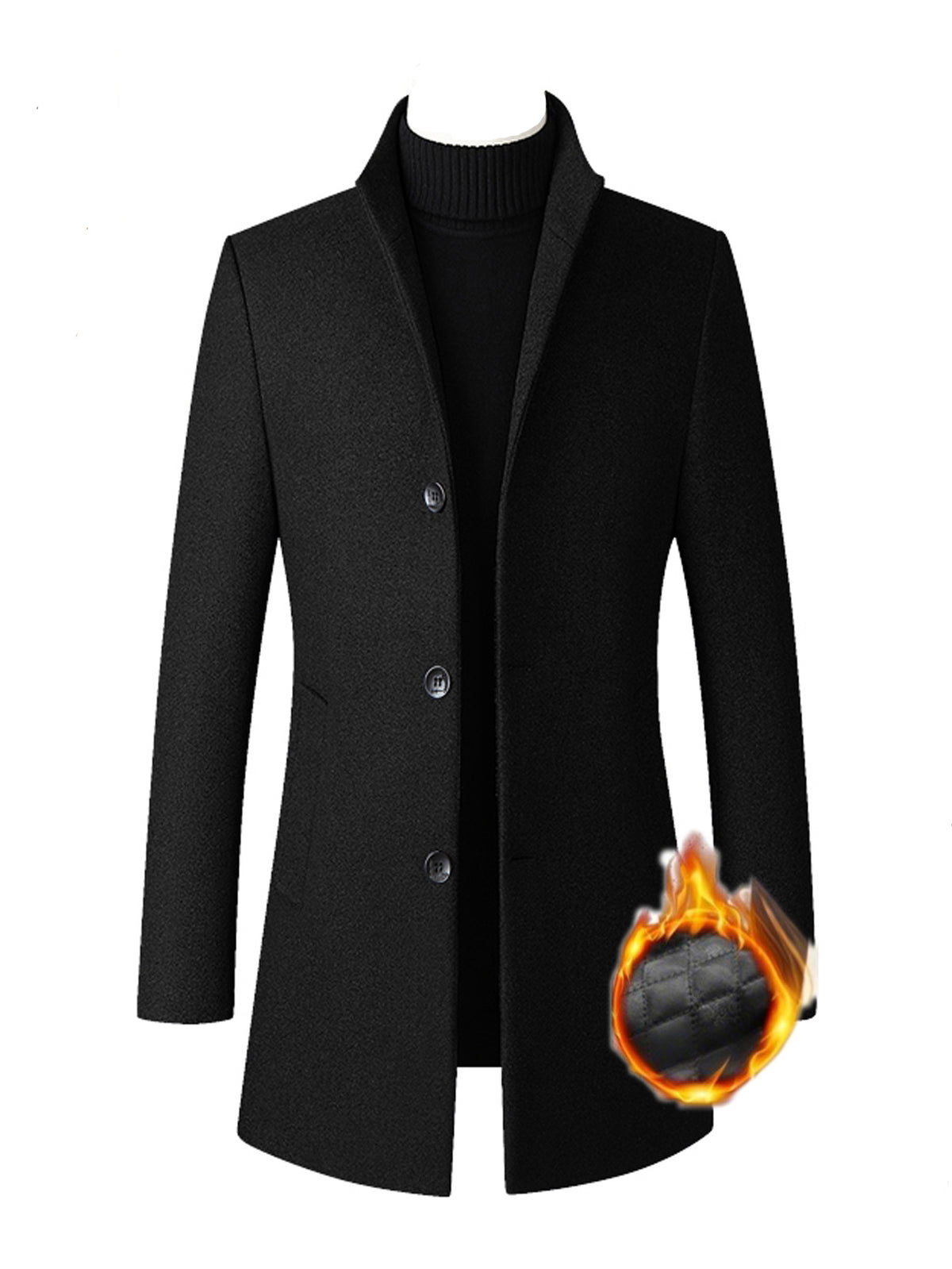 Manteau coupe-vent pour homme, 40 % laine, col montant