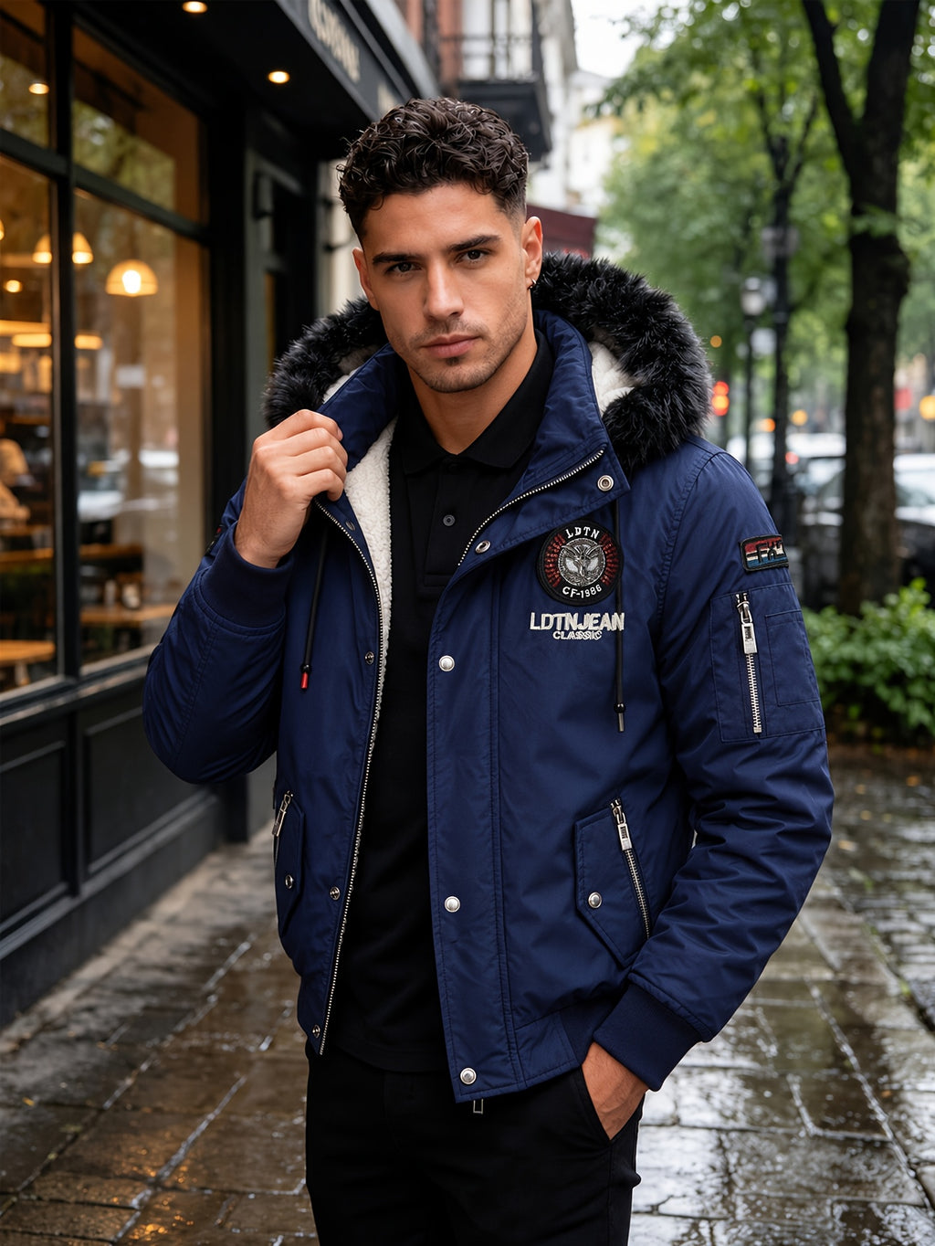Veste pour homme, à capuche, bleu royal