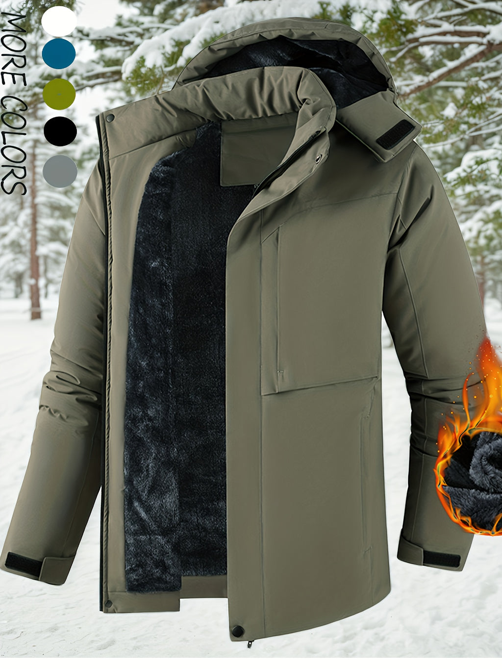 Veste matelassée pour homme, polaire, à capuche