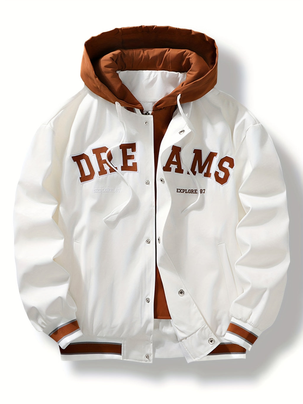 Veste pour homme, coupe-vent, à capuche, blanc