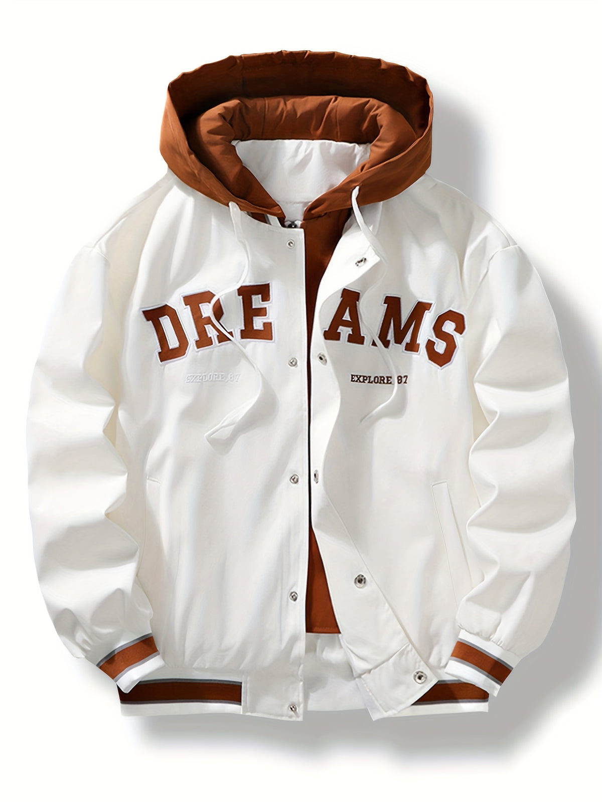 Veste pour homme, coupe-vent, à capuche, blanc