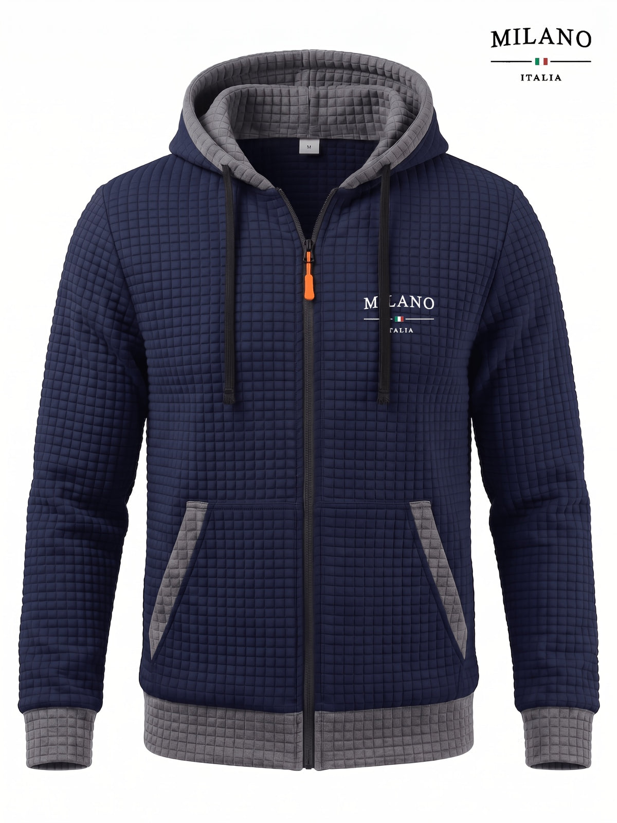 Veste pour homme, à carreaux, à capuche, ho noir