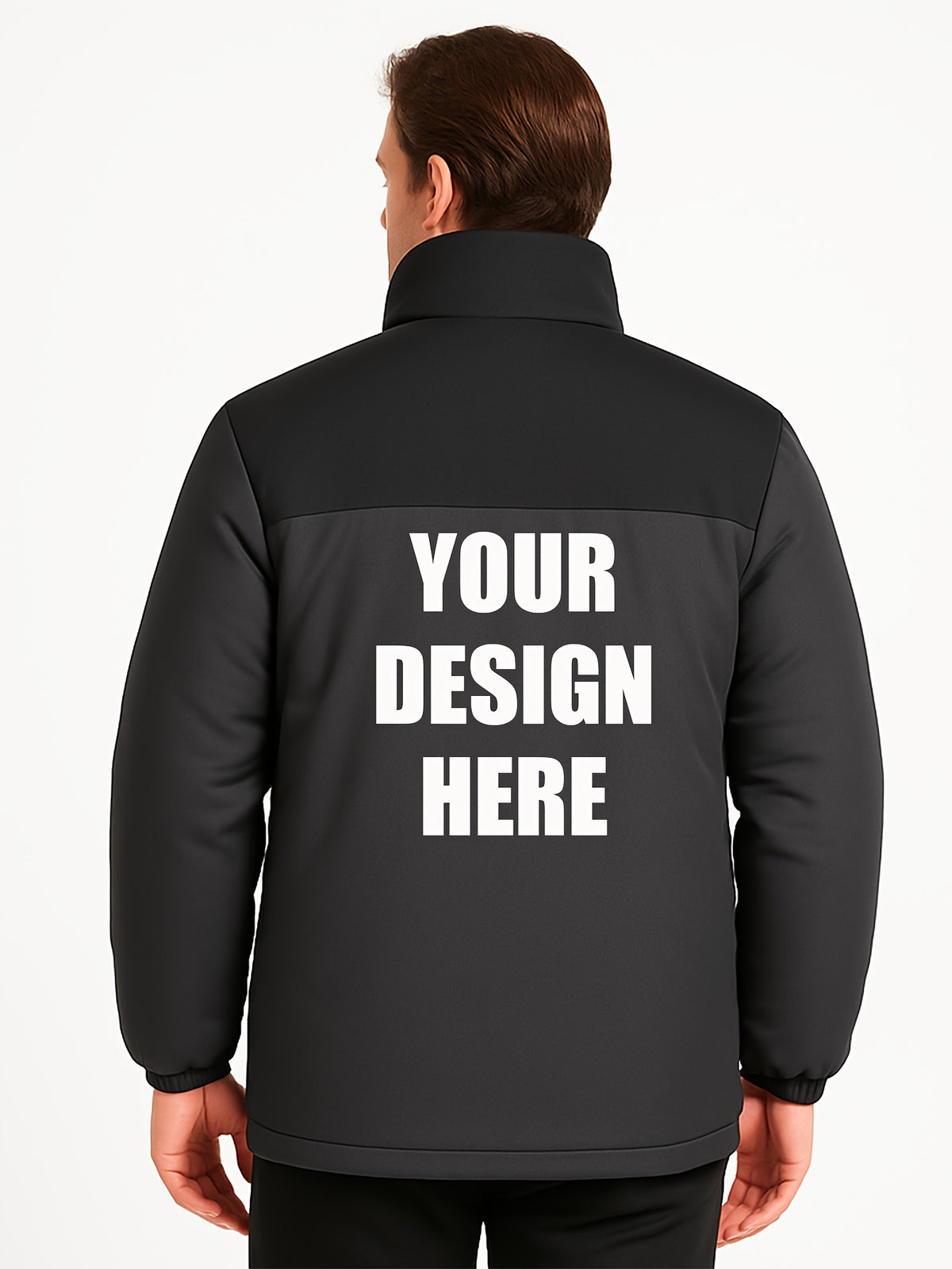 Veste pour homme, à col montant, noir et gris
