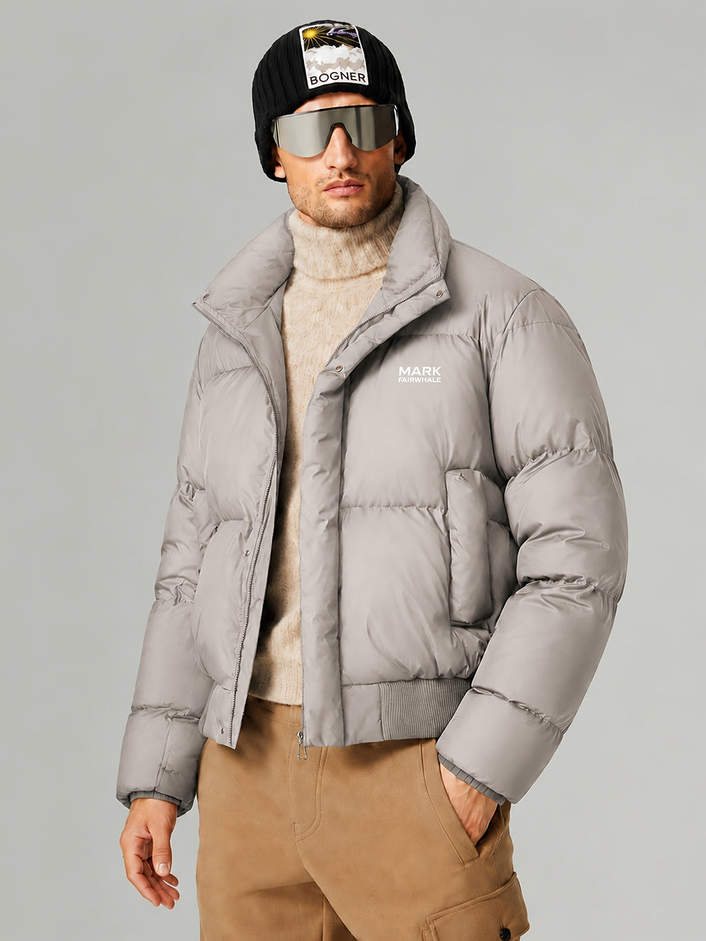 Veste matelassée pour homme, coupe-vent, à revers, noir