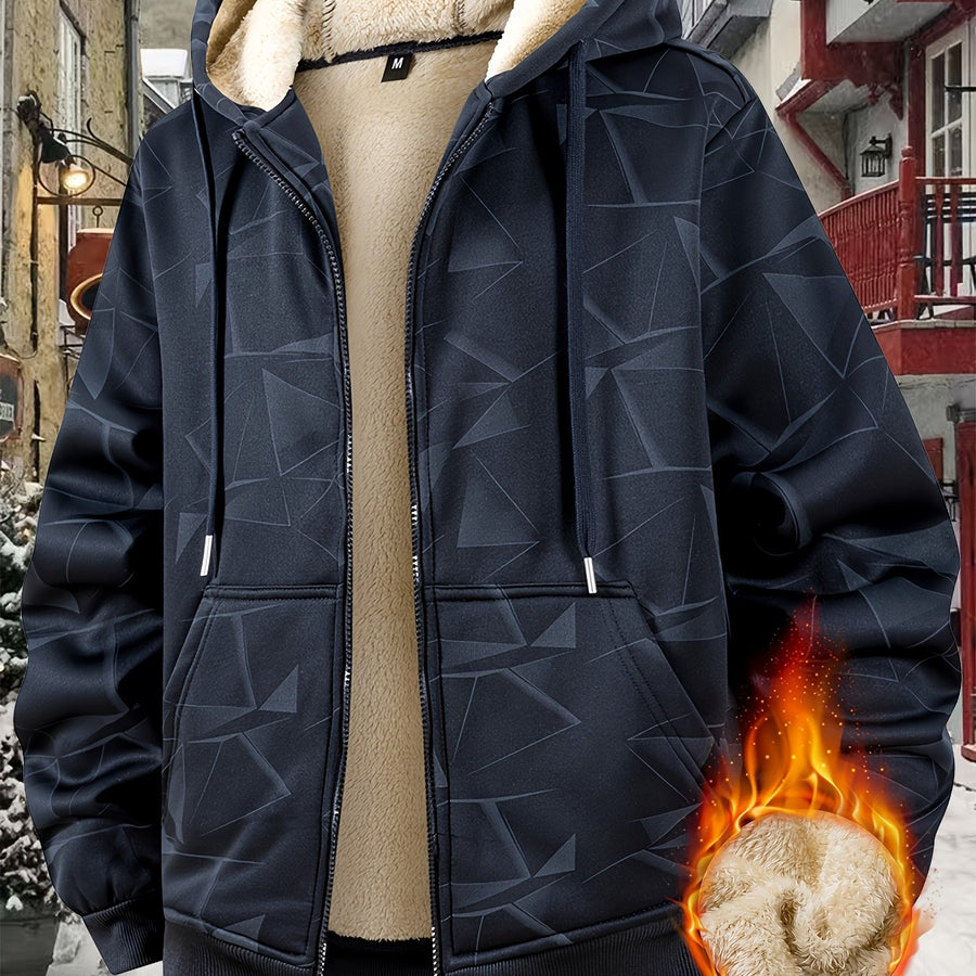 Manteau pour homme, polaire, à capuche, marron foncé long, vue 4