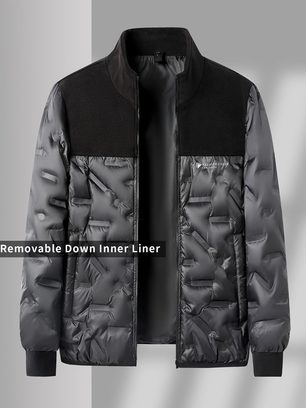 Veste matelassée pour homme, à col montant, kaki