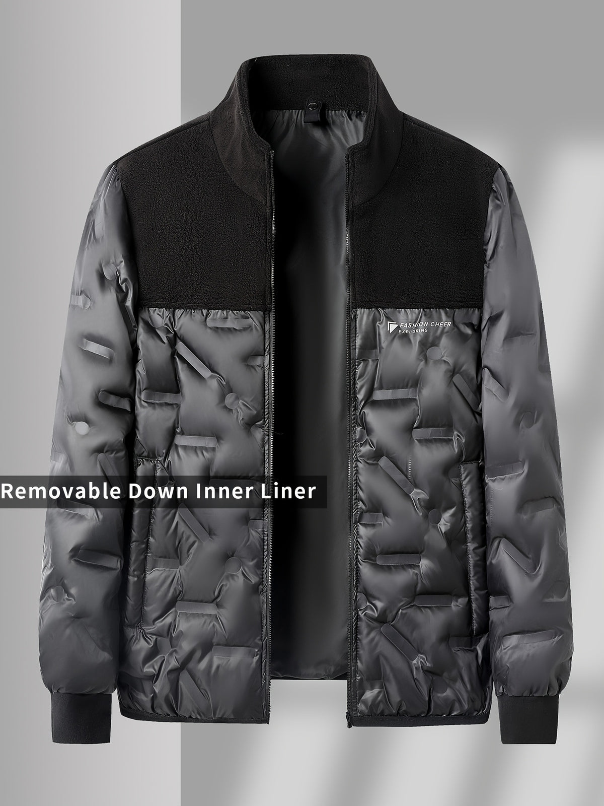 Veste matelassée pour homme, à col montant, kaki