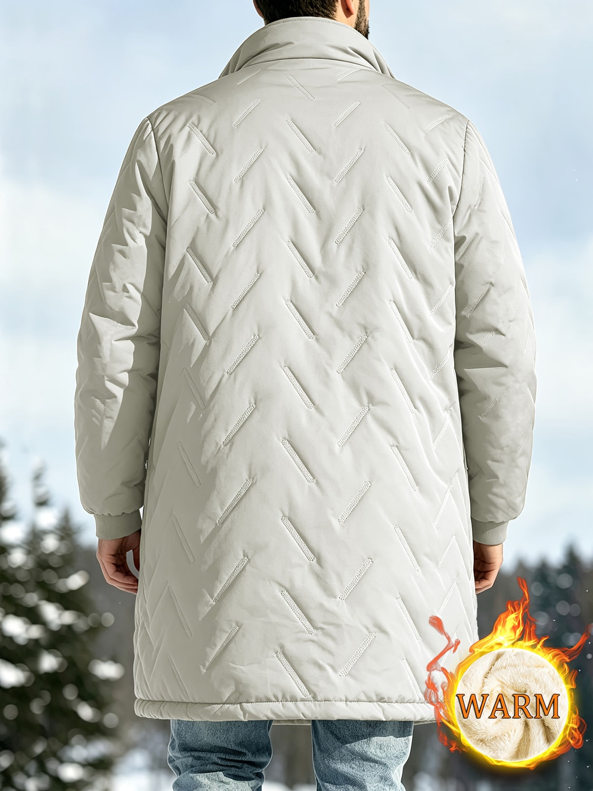 Veste long pour homme, imperméable, à col montant