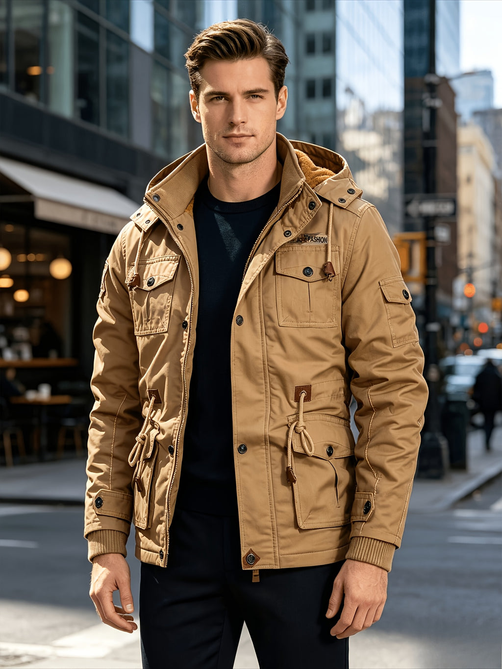 Veste pour homme, à revers, noir