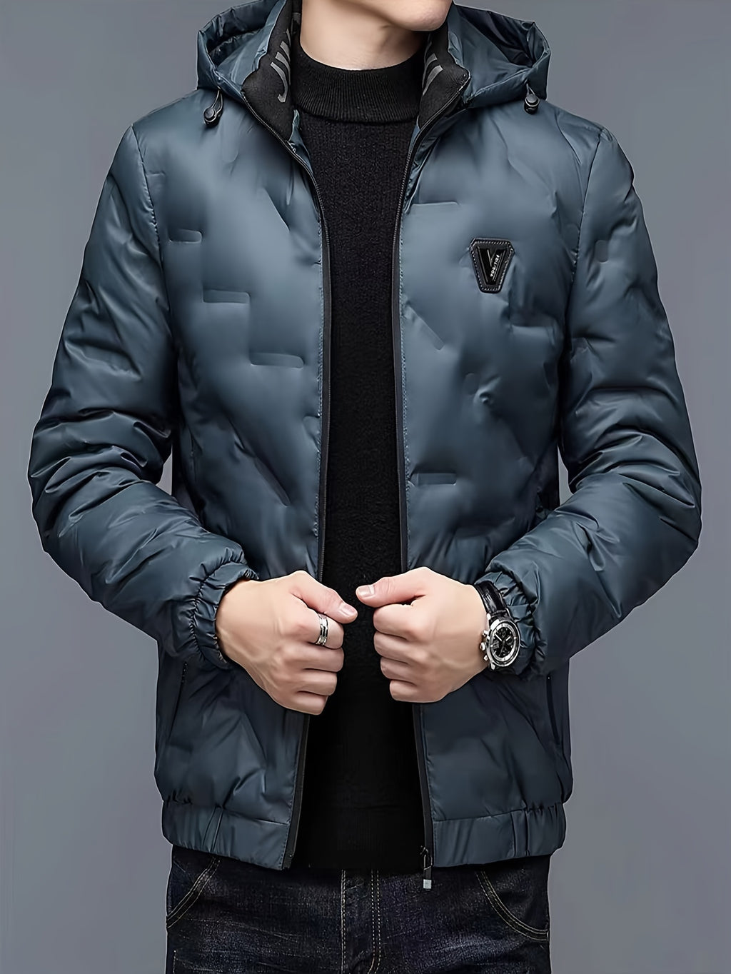 Veste matelassée pour homme, coupe-vent, à capuche, vert clair