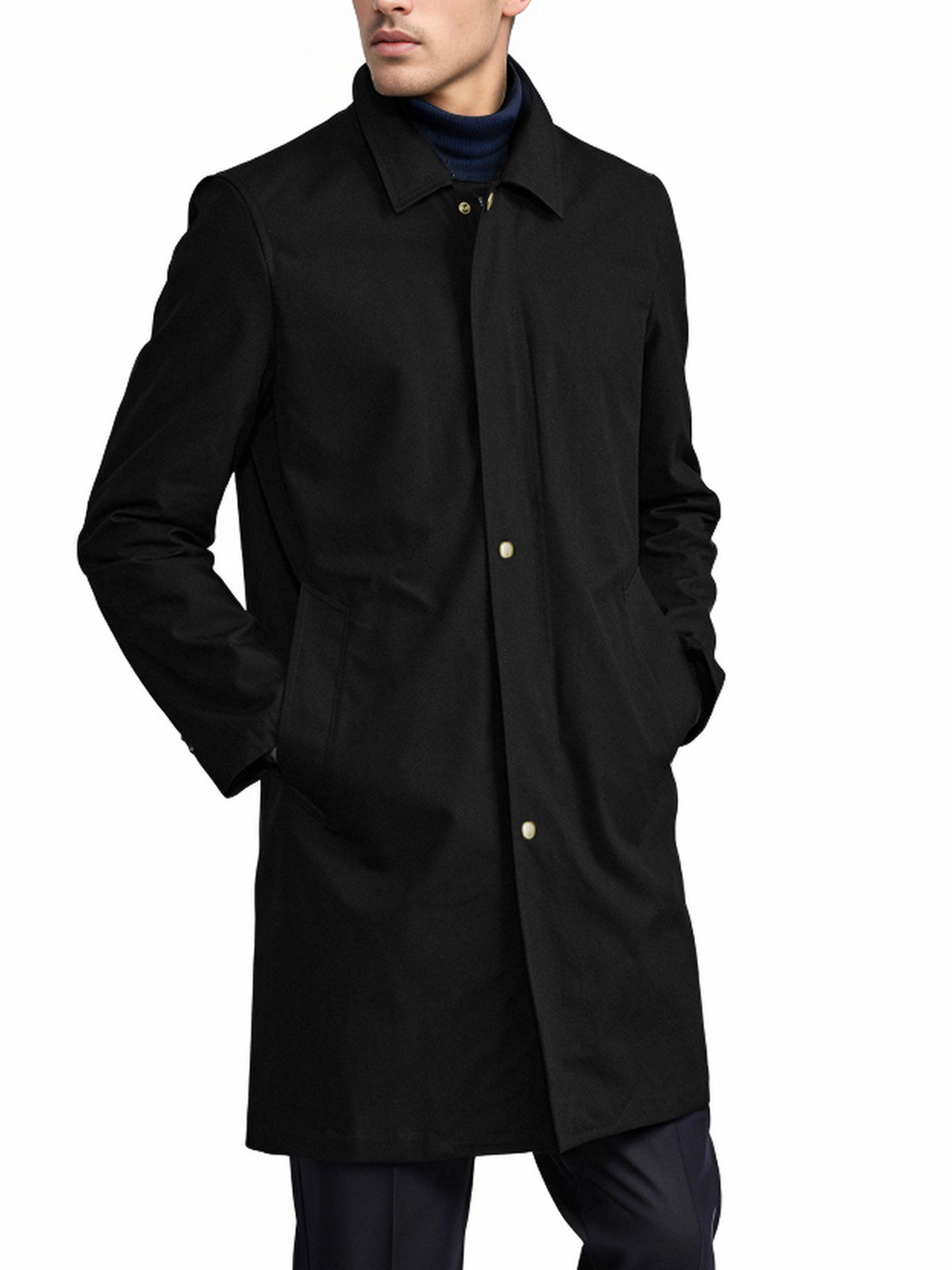 Trench pour homme, à revers, bleu marine