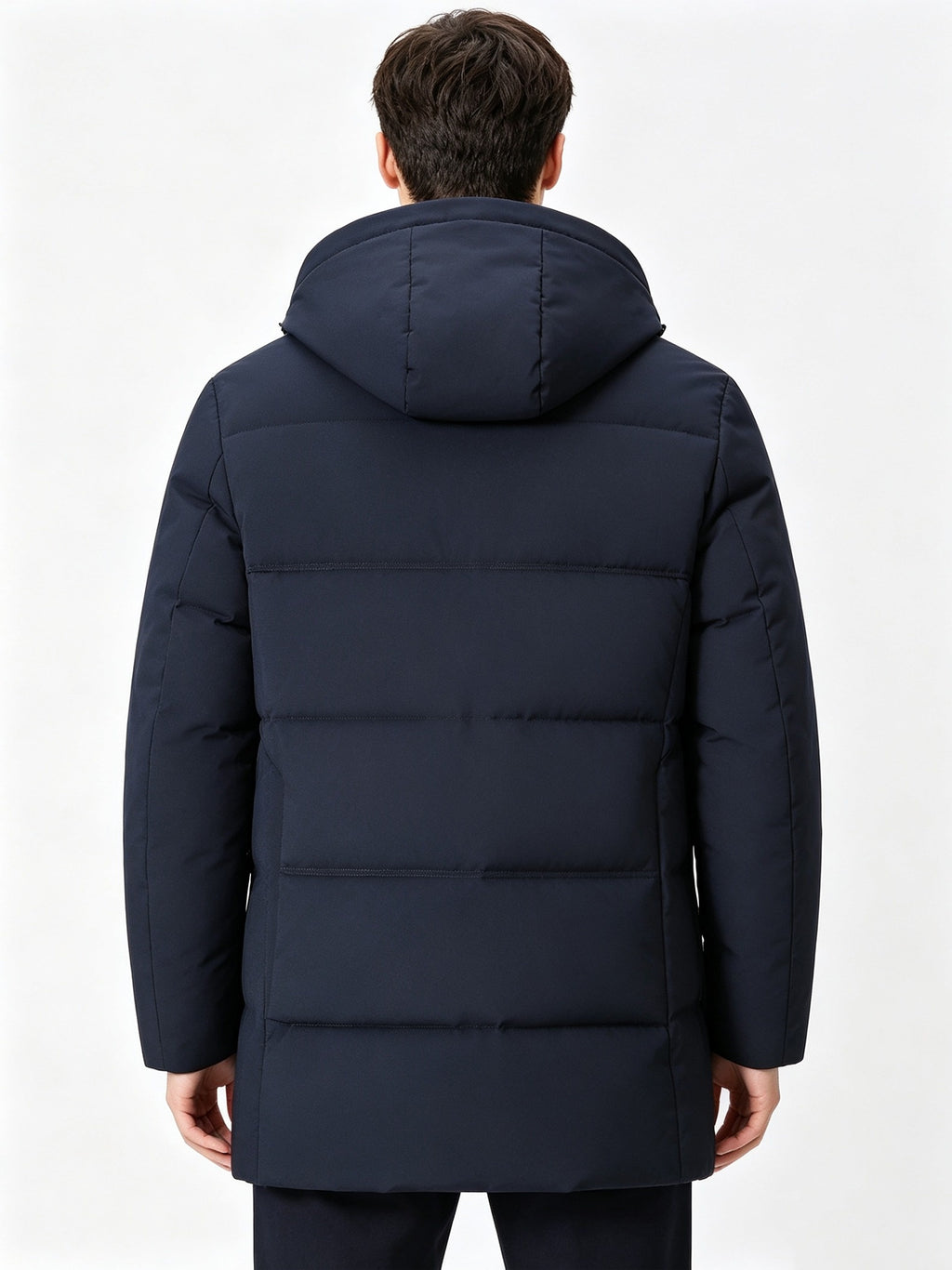 Manteau matelassé long pour homme, capuche amovible