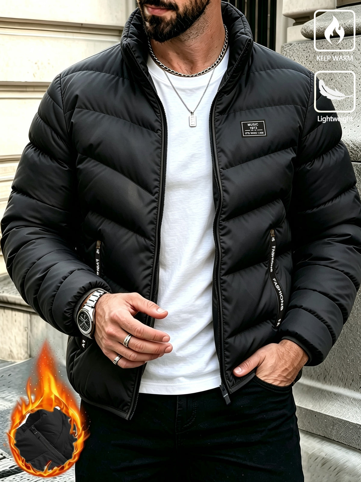 Veste long pour homme, à col montant, jaune