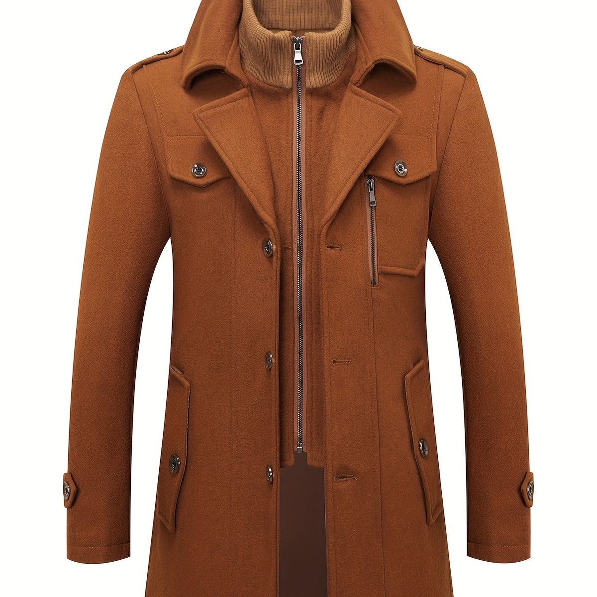 Manteau en laine, 30 % laine, à revers, orange, coloris orange Image