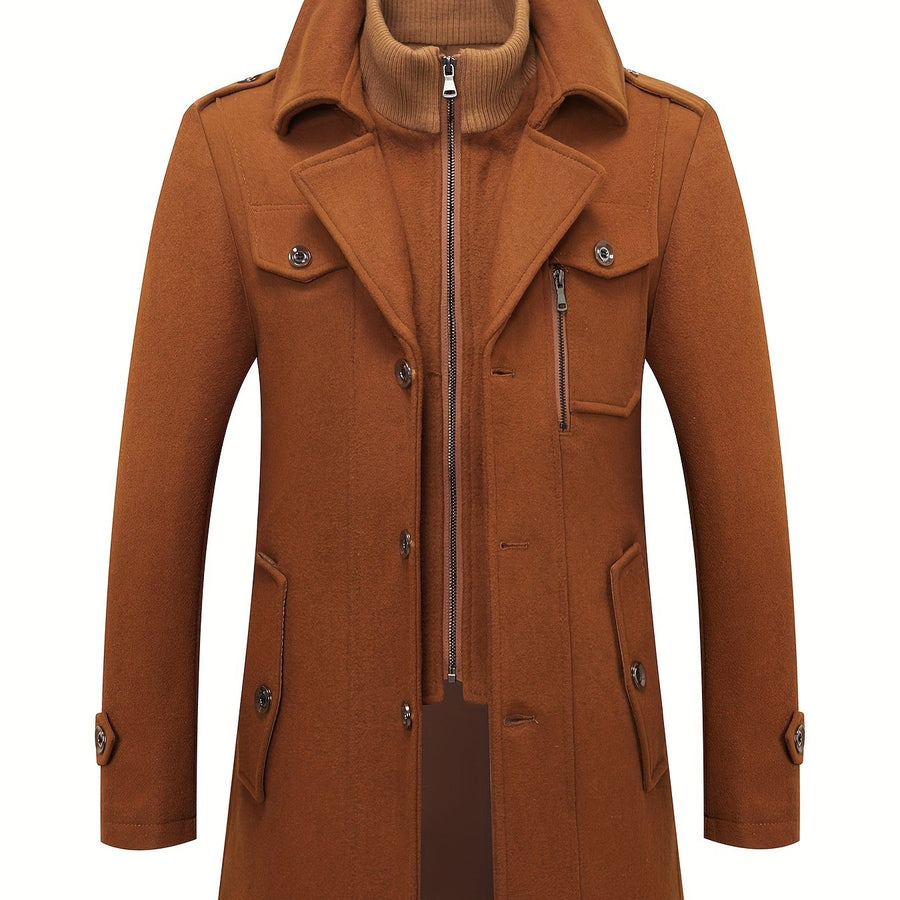 Manteau en laine, 30 % laine, à revers, orange, coloris orange